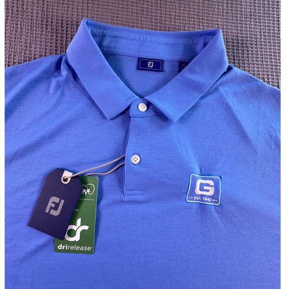 FootJoy Lisle Dri-Release XL Golf Polo Shirt Blue Performance Rugby LOGO NEW - Picture 1 of 7